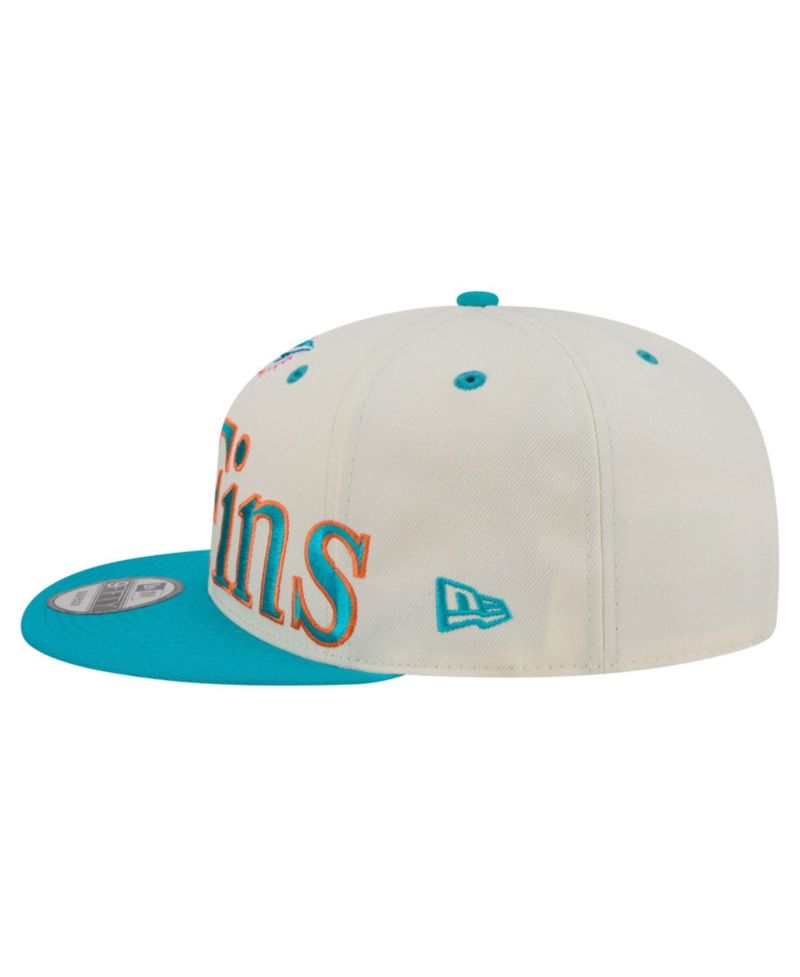Men's Cream Miami Dolphins Oversized Slogan 9FIFTY Snapback Hat