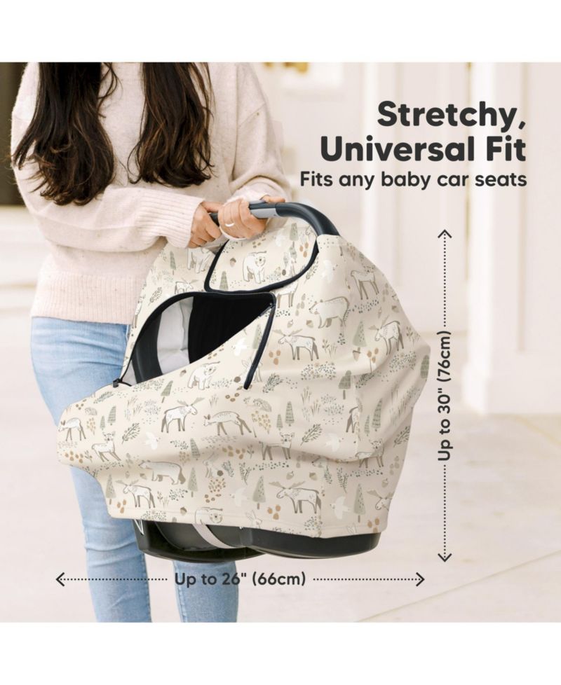 Warmzy Baby Car Seat Cover, Universal Stretch Fit Infant Carseat Covers for Babies, Winter Carseat Canopy