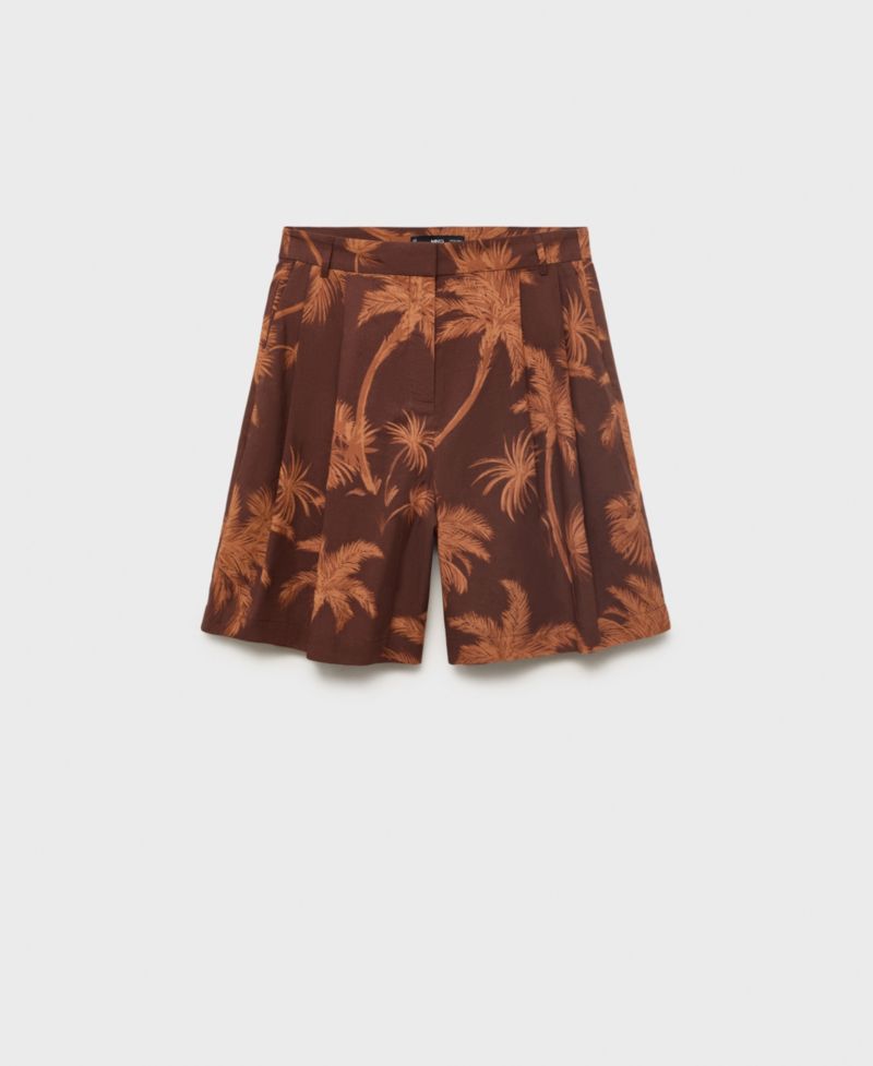 Women's Palm Print Cotton Bermuda Shorts