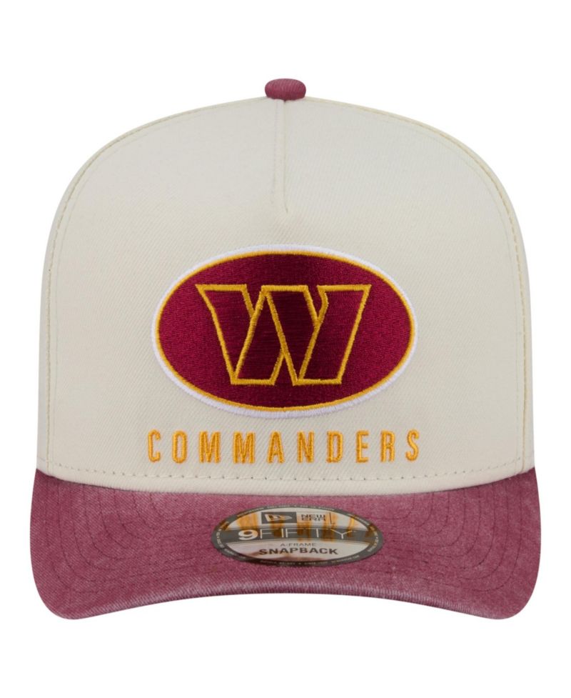 Men's Cream/Burgundy Washington Commanders Washed A-Frame 9FIFTY Snapback Hat