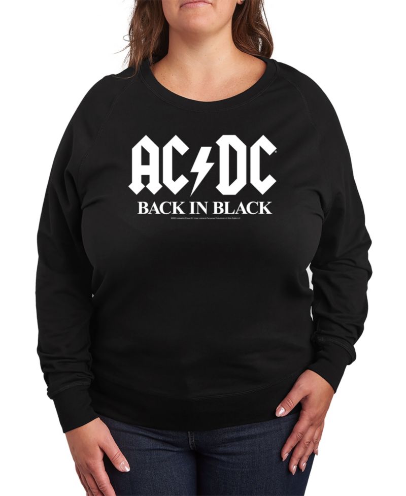 Plus Size ACDC Logo Back in Black Graphic Pullover Top