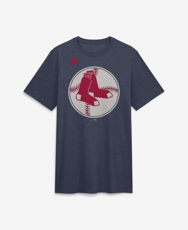 Men's Heather Navy Boston Red Sox Cooperstown Logo Tri-Blend T-Shirt