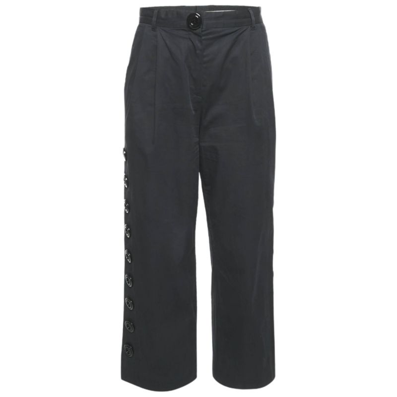 Women's Cotton Button Detail Straight Leg Trousers