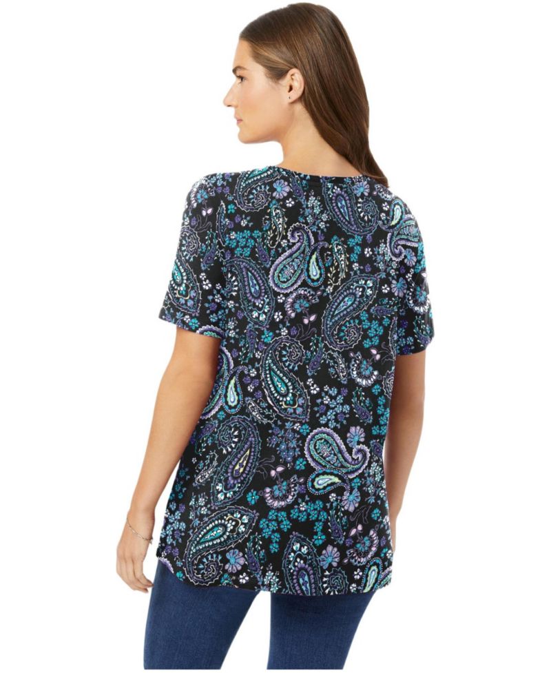 Plus Size Within Perfect Printed Short-Sleeve Crewneck Tee