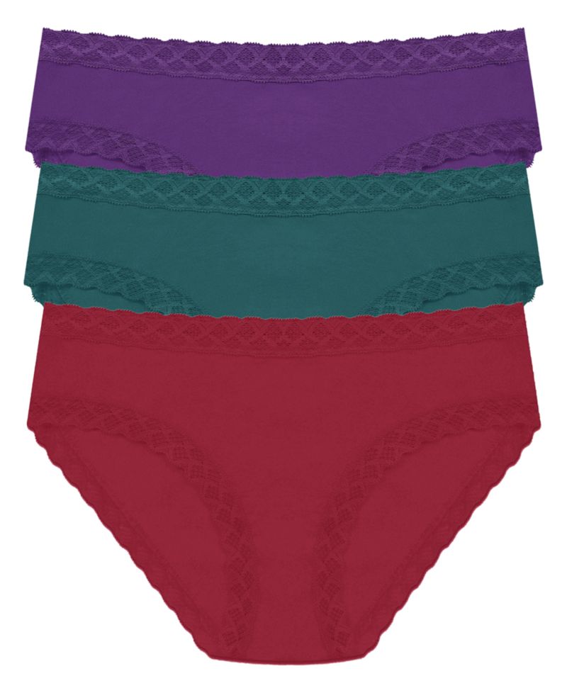 Women's Bliss Lace-Trim Cotton Brief Underwear 3-Pack 156058MP