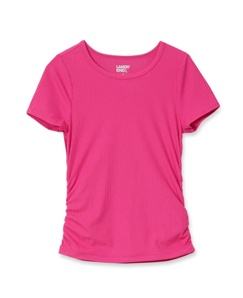 Girls' 4-16 Crewneck Fitted Ribbed T-Shirt