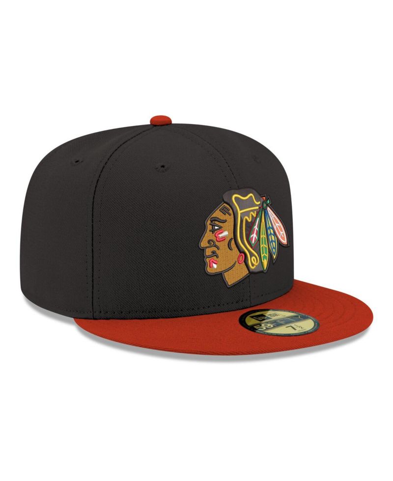 Men's Black Chicago Blackhawks Core Logo Two-Tone 59FIFTY Fitted Hat