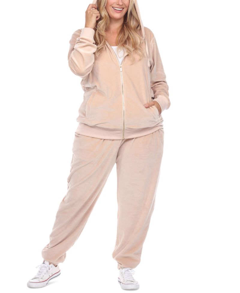 Plus Size Velour Tracksuit Loungewear 2-Piece Set