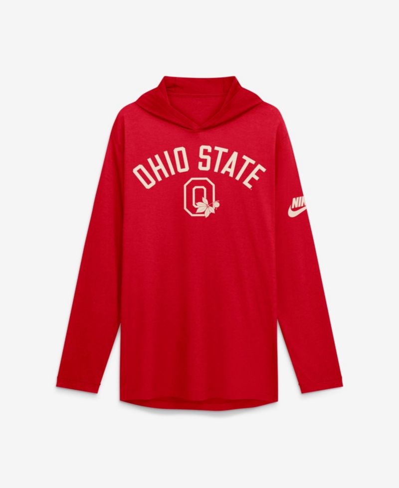 Men's Nike Scarlet Ohio State Buckeyes Legacy Arch Tri-Blend Long Sleeve Hooded T-Shirt