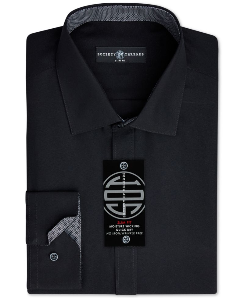 Men's Slim-Fit Non-Iron Performance Solid Dress Shirt