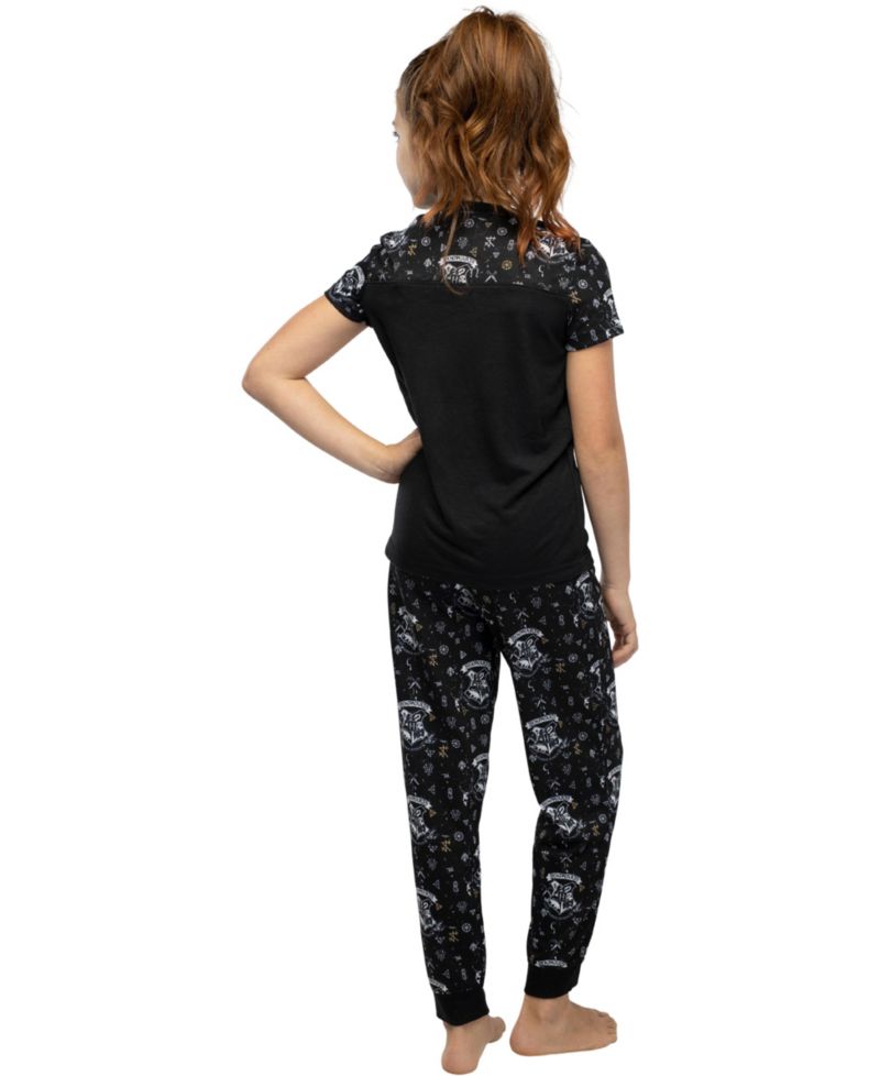 Girls' Hermione Hogwarts Crest Athletic Jogger 2-Piece Kids Pajama Set