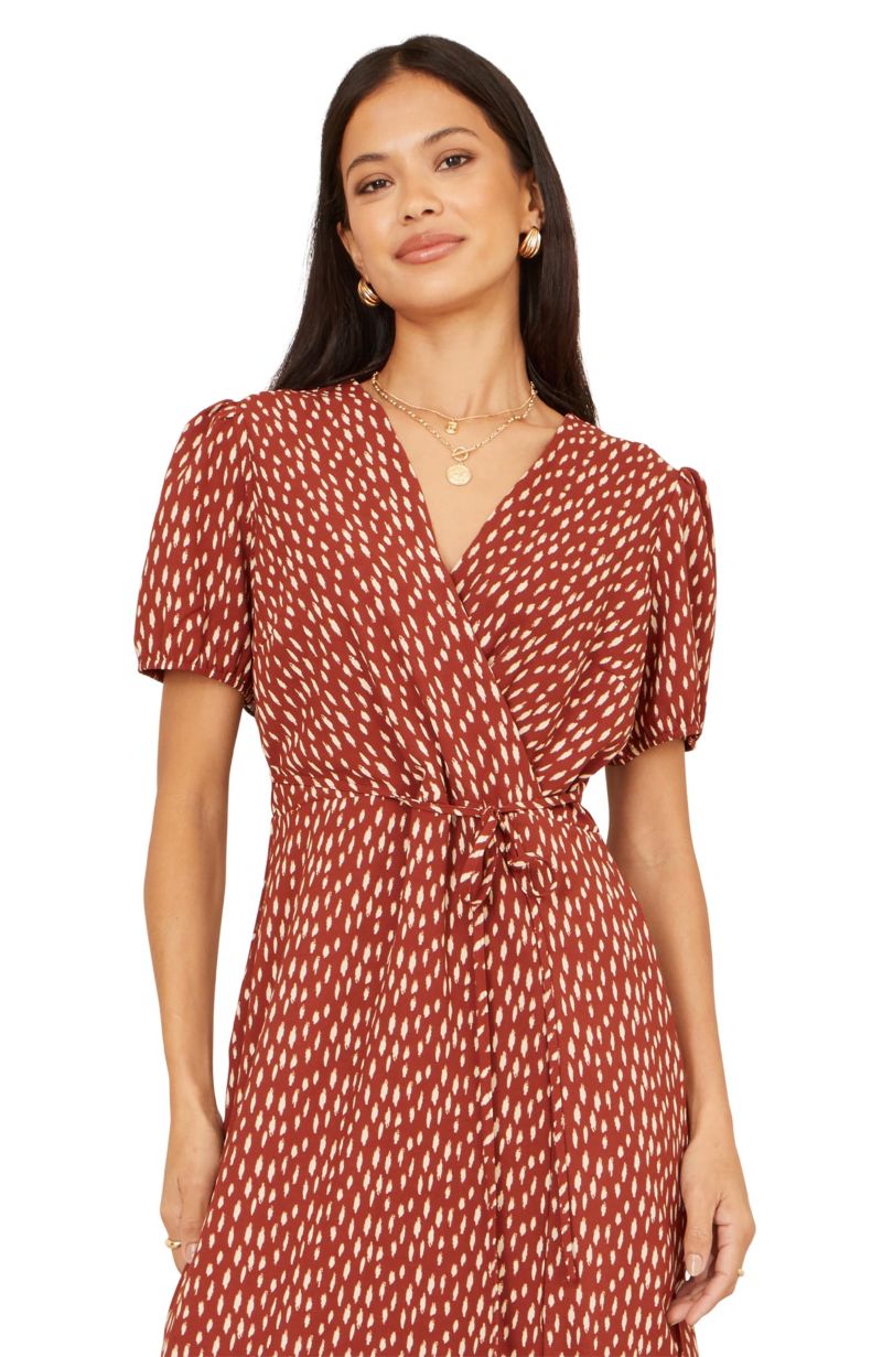 Women's Spot Wrap Midi Dress