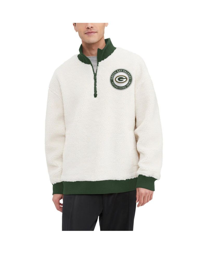 Men's Cream Green Bay Packers Jordan Sherpa Quarter-Zip Sweatshirt