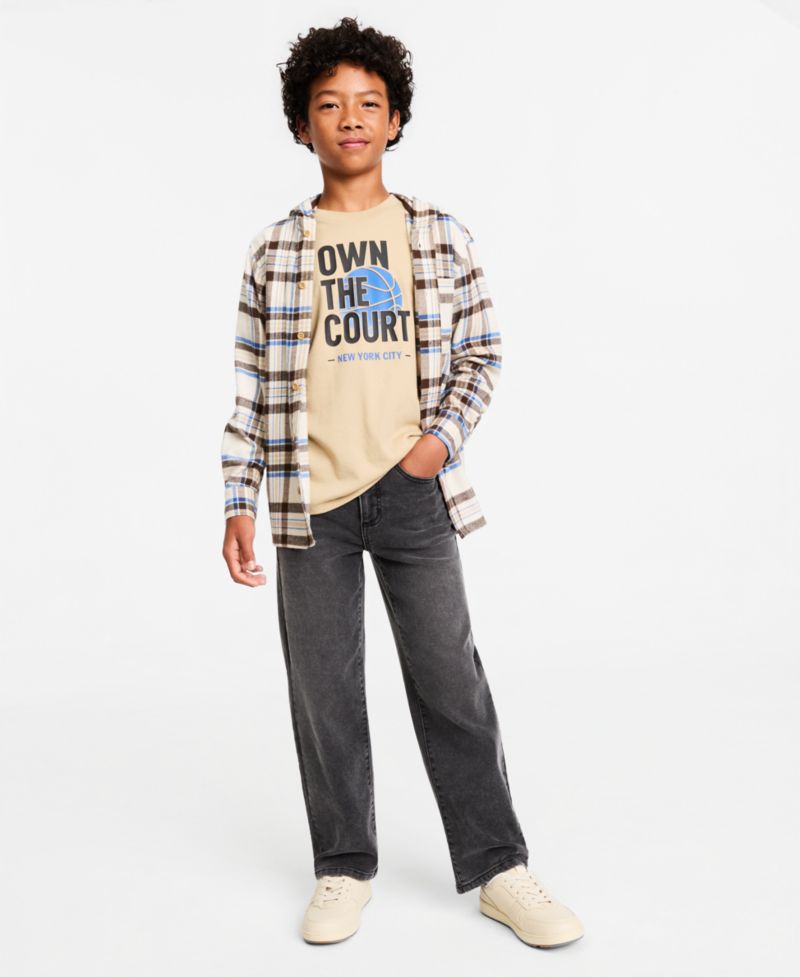 Boys' 4-20 Plaid Hooded Flannel Jacket