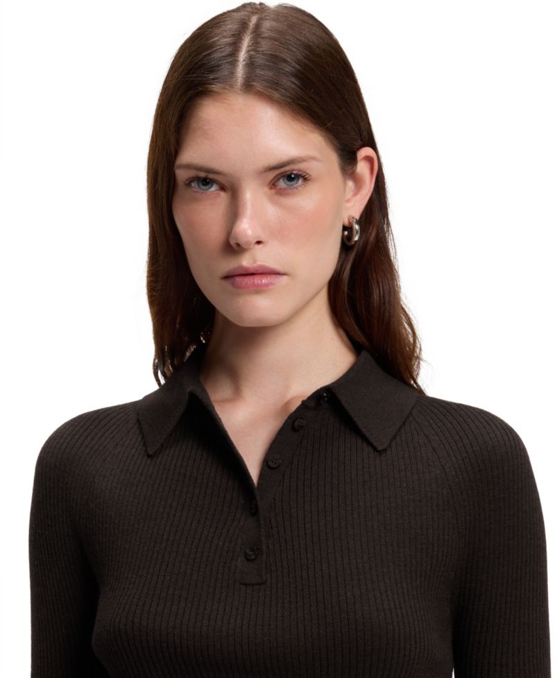 BOSS by Women's Wool Fitted Polo Sweater