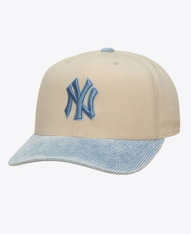 Men's Cream/Light Blue New York Yankees Washed Corduroy Pro Crown Snapback Hat
