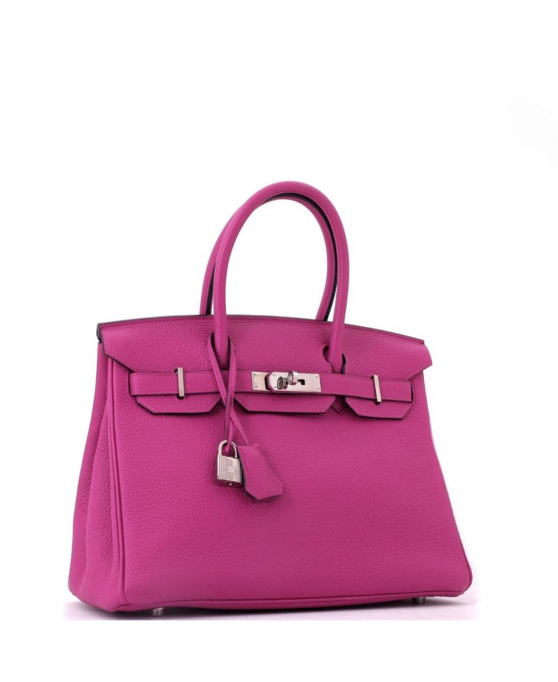 Pre-Owned Hermes Birkin 30 Handbag Pink Togo with Palladium Hardware