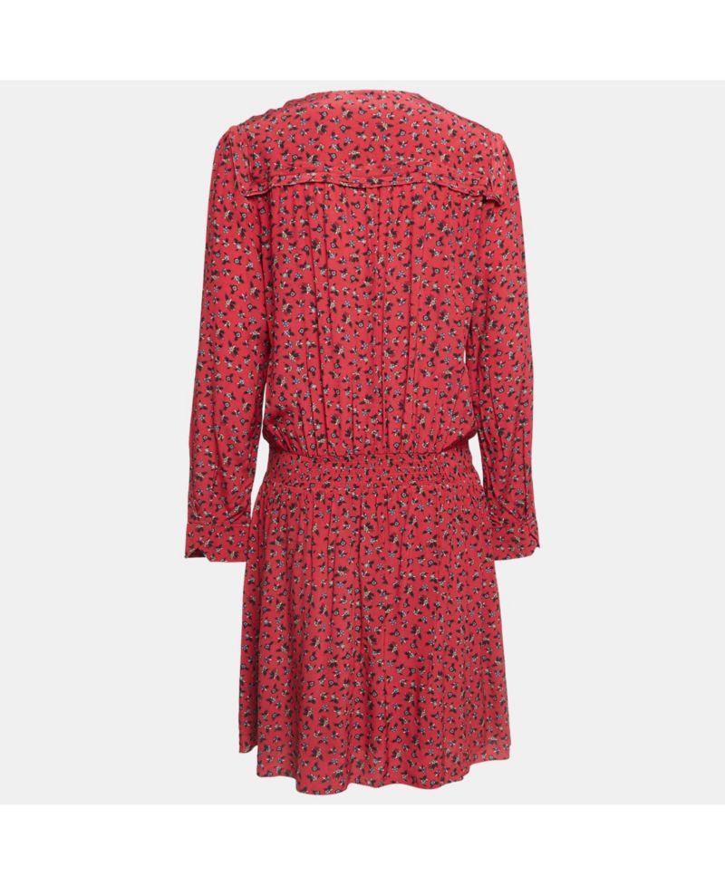 Women's Floral Print Crepe Tie-Up Neck Mini Dress