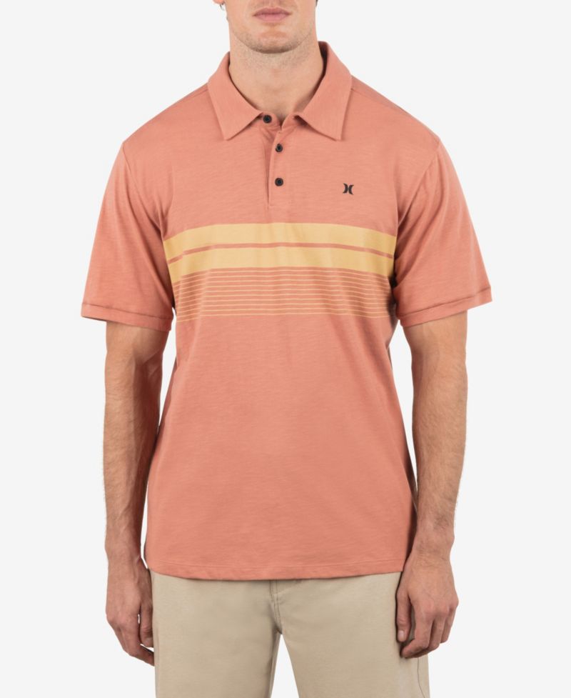 Men's Printed Stripe Slub Short Sleeve Polo Shirt