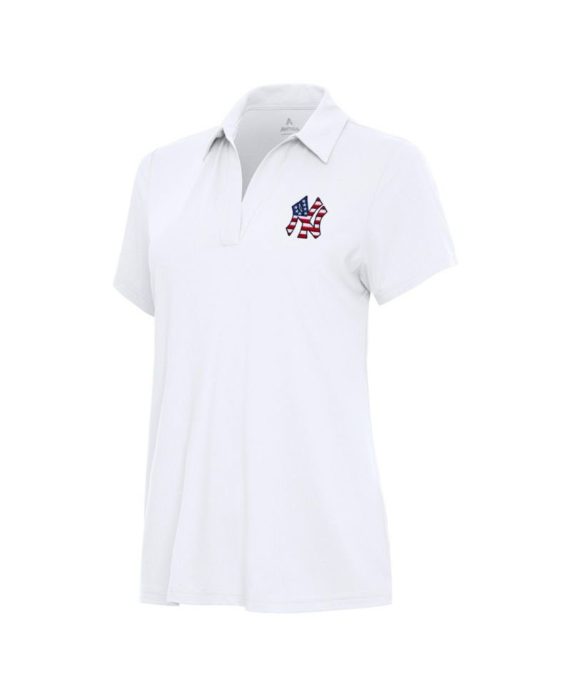 Women's White New York Yankees Independence Day Patriotic Logo Era Polo