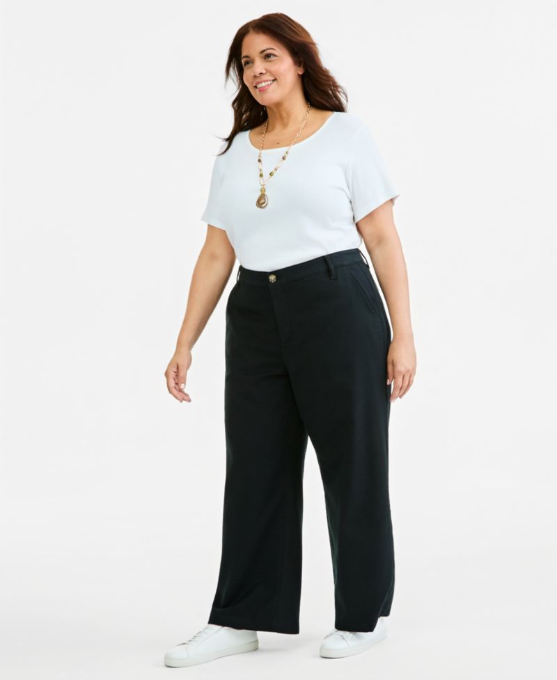 Plus High Stretch High-Rise Cropped Wide-Leg Pants
