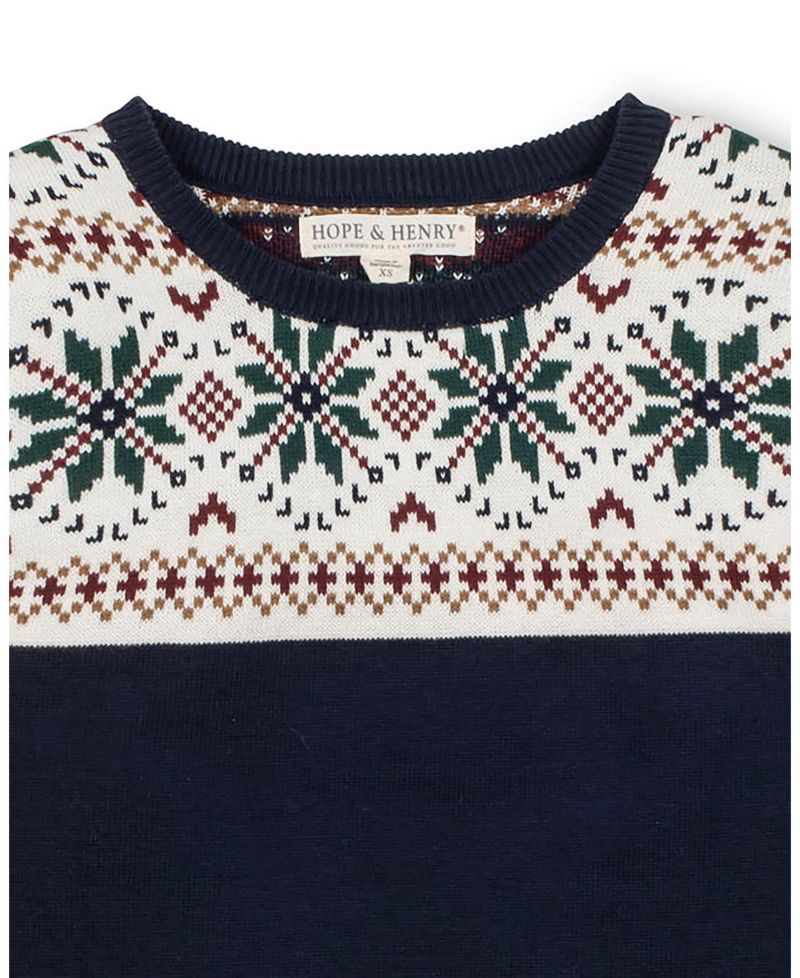Women's Hope and Henry Organic Fair Isle Puff Sleeve Sweater