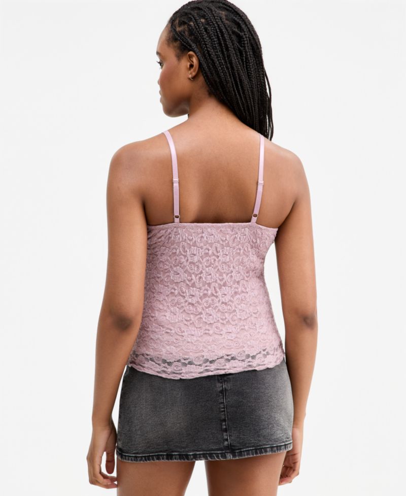 Juniors' Ribbon-Trim Lace Cami