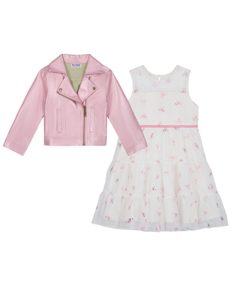 Girls' 2T-6X Moto Jacket and Sleeveless Dress, 2-Piece Set