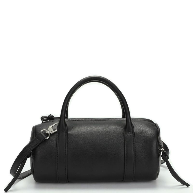Aria Genuine Leather Small Barrel Satchel Bag Top Handle Mini Boston Crossbody Purse
