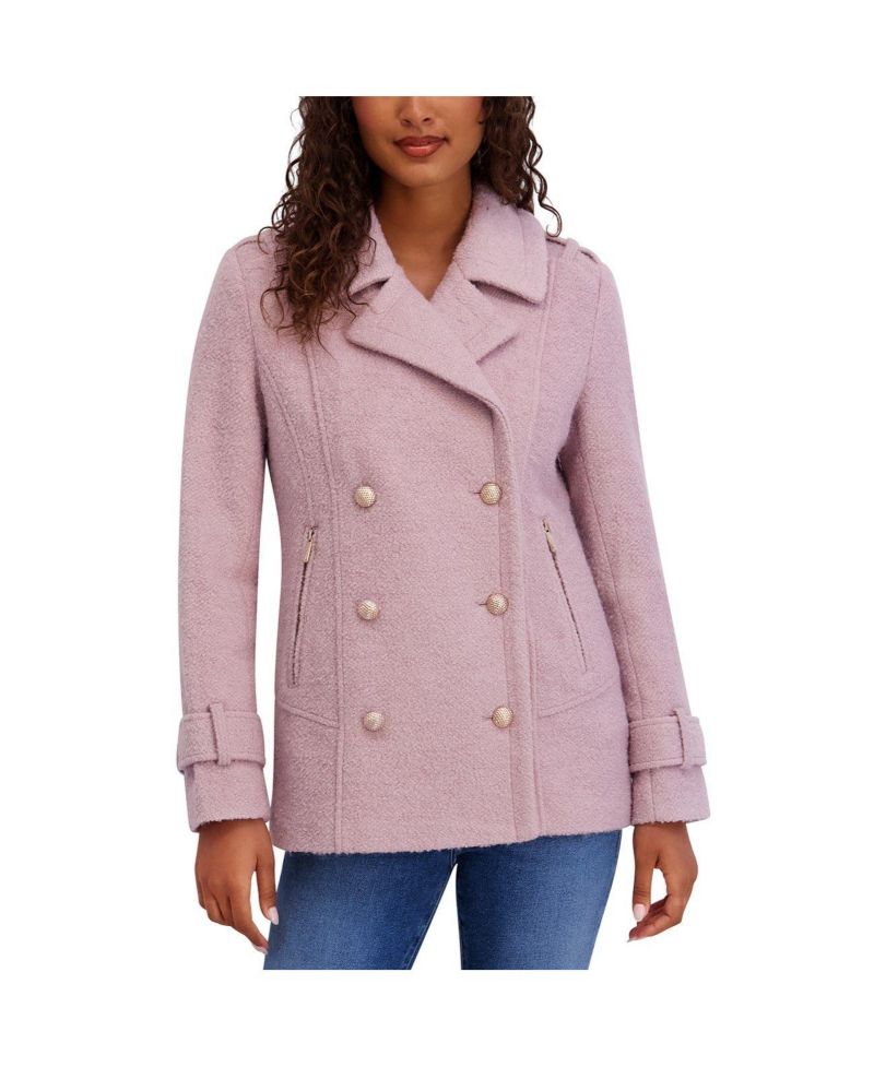 Women's Boucle Peacoat with Gold Accents