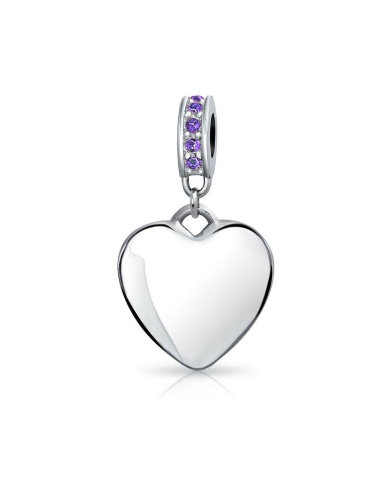 Heart Shape Blue Crystal Dangle Bead Charm For Bracelet Sterling Silver