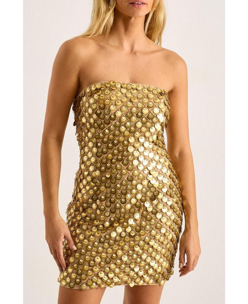 Women's Layered Disc Bandeau Mini Dress