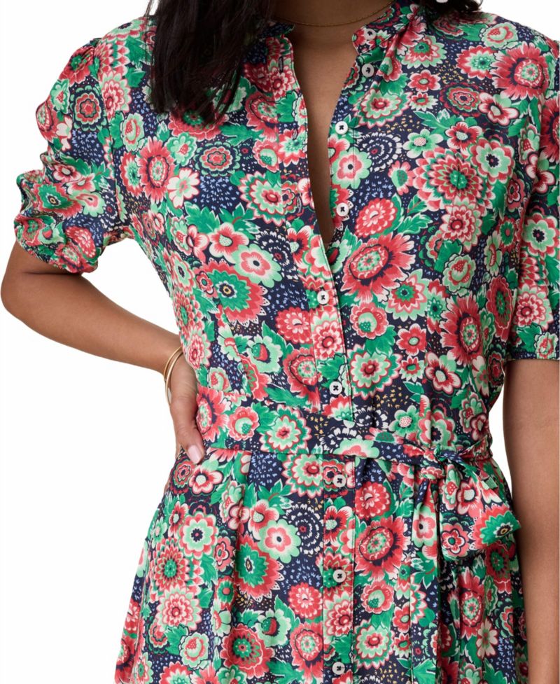 Women's Short Sleeve Lemon Print Midi Alix Dress