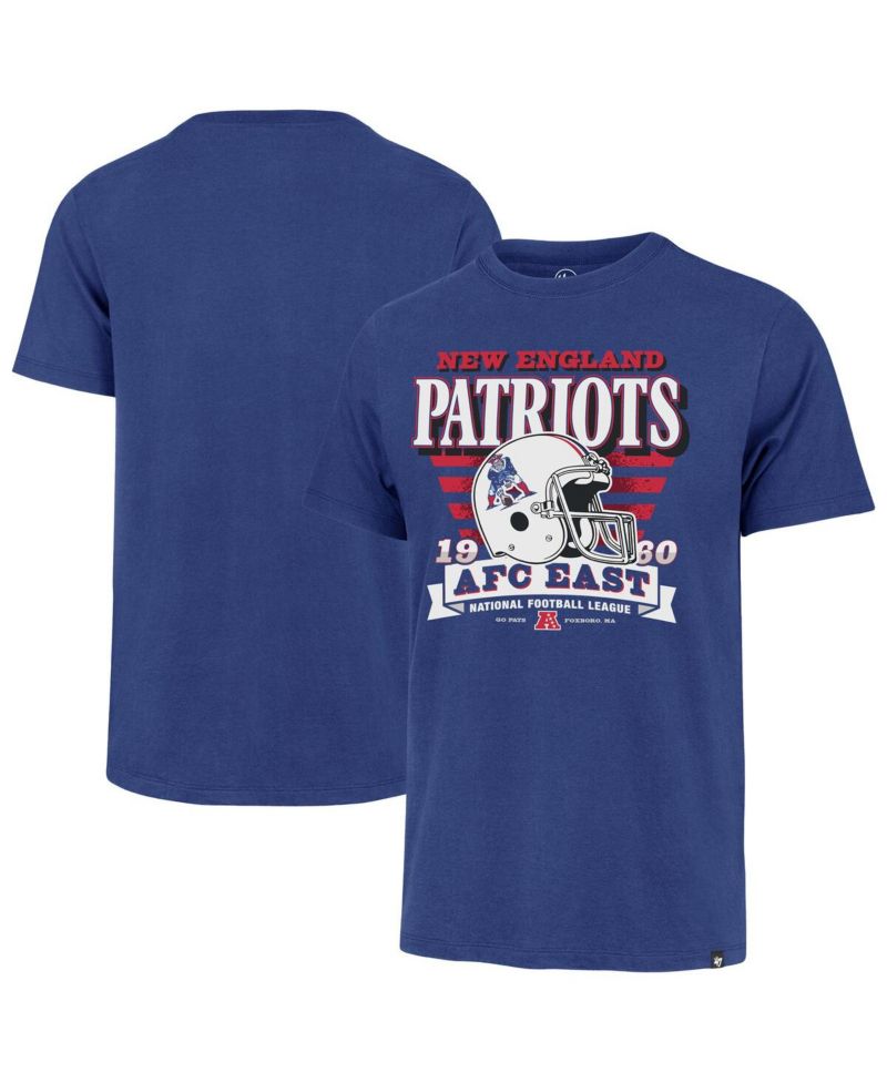 Men's Royal New England Patriots Stripe Splash Franklin Throwback T-Shirt