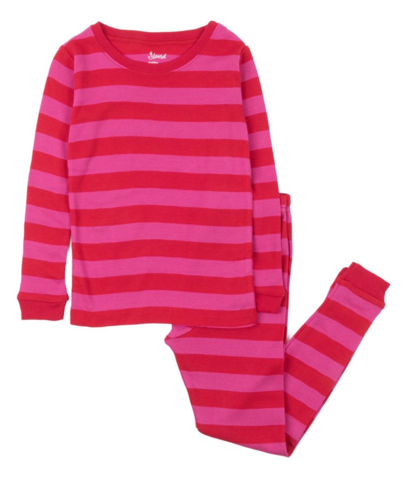 Kids Two Piece Cotton Striped Holiday Pajamas