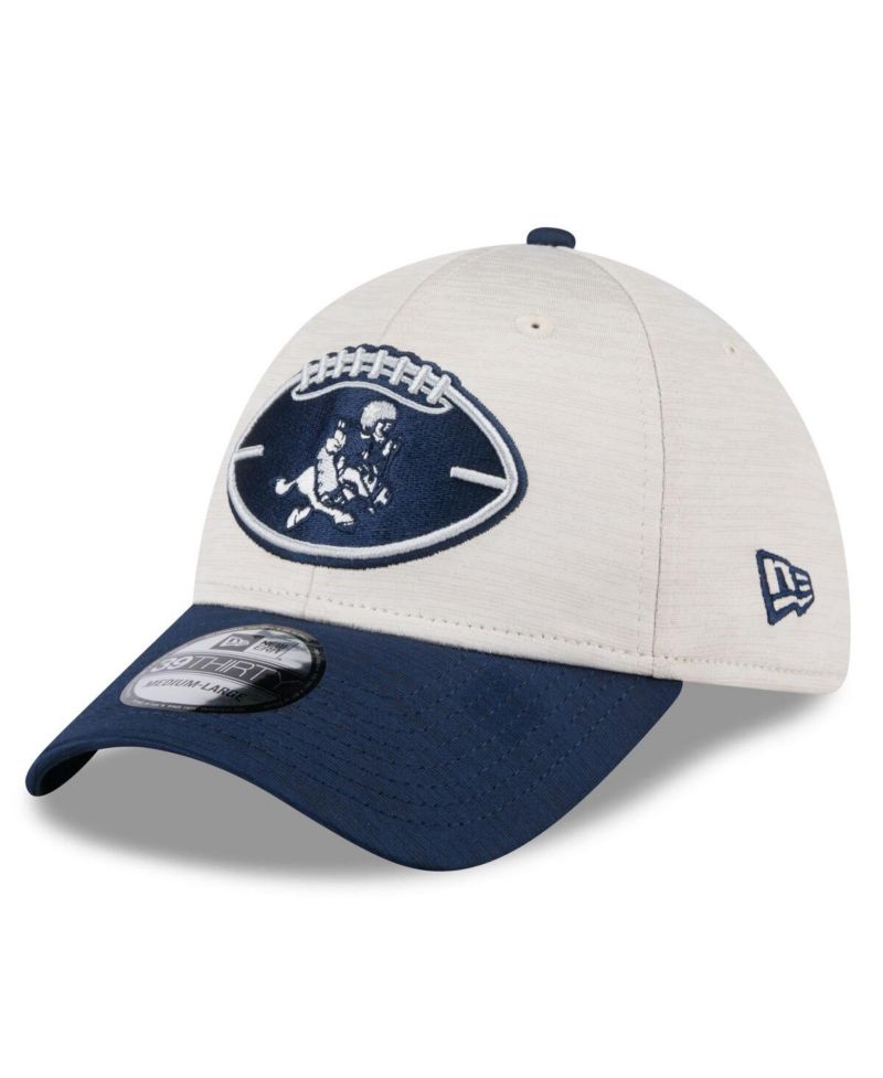 Men's Stone/Navy Dallas Cowboys 2024 Sideline Historic 39THIRTY Flex Hat