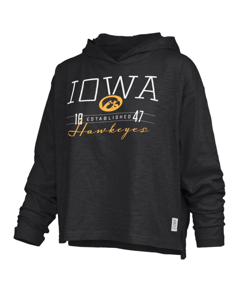 Women's Iowa Hawkeyes Castillo Long-Sleeve Hooded Slub Fabric T-Shirt