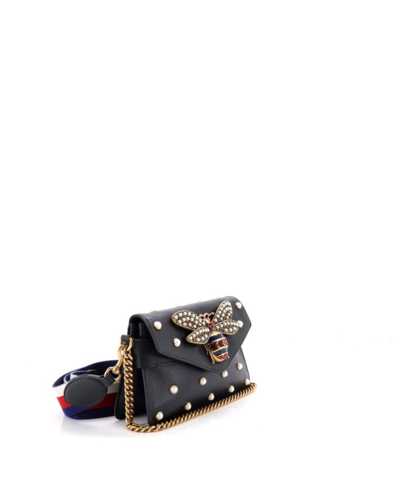 Mini Broadway Pearly Bee Shoulder Bag Embellished Leather