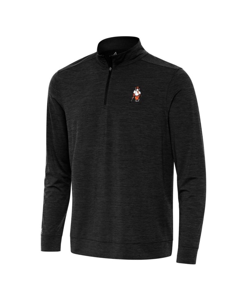 Men's Heather Black Clemson Tigers Golfer Bright Quarter-Zip Sweatshirt