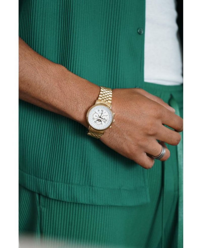 Vintage Multi-Function Bracelet Watch with Perpetual Calendar and Moon Phase