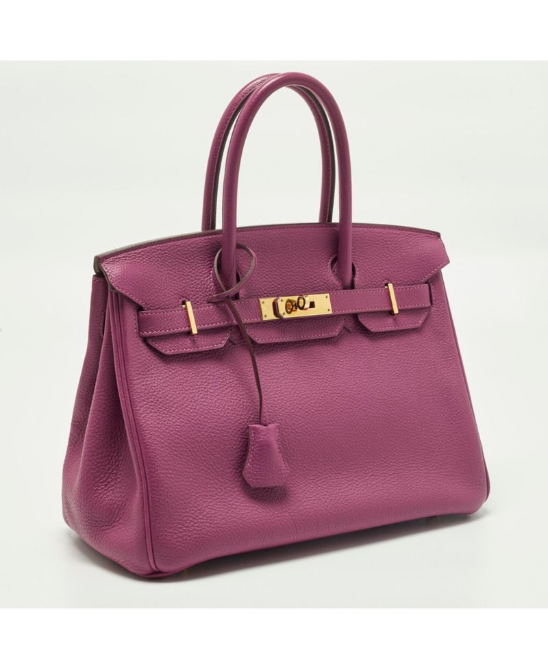 Pre-Owned HERMES women's Anemone Togo Leather Birkin 30 Bag with Hardware