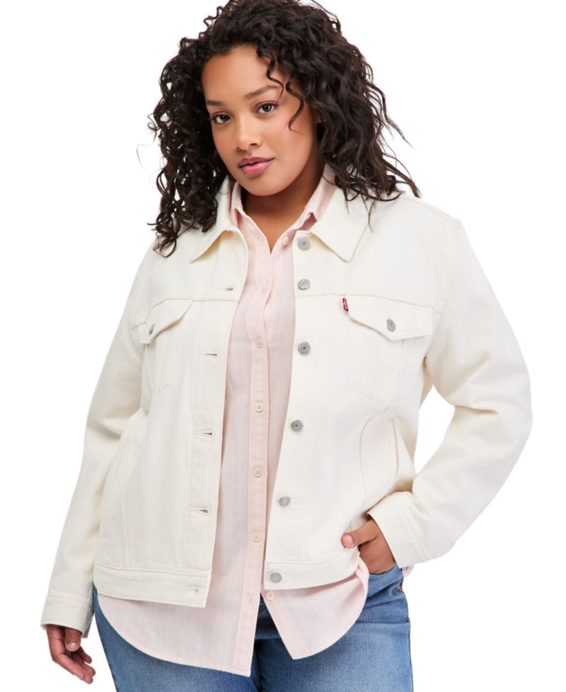 Plus Size Button-Down Original Denim Trucker Jacket