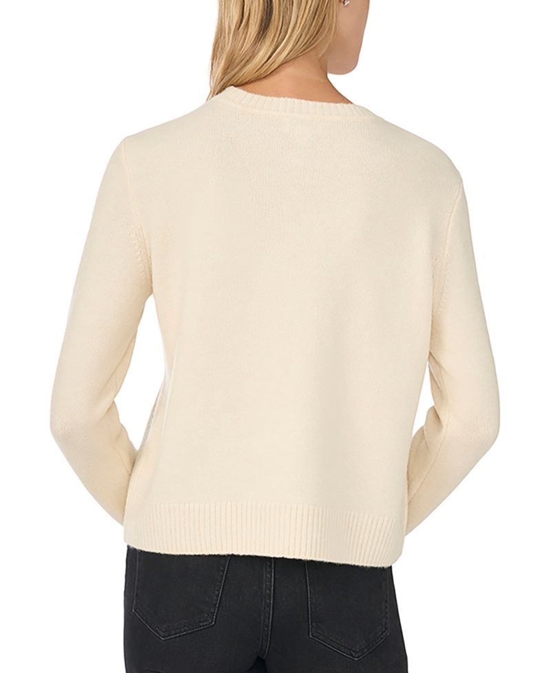 Women's Contrast Bow Long Sleeve Sweater