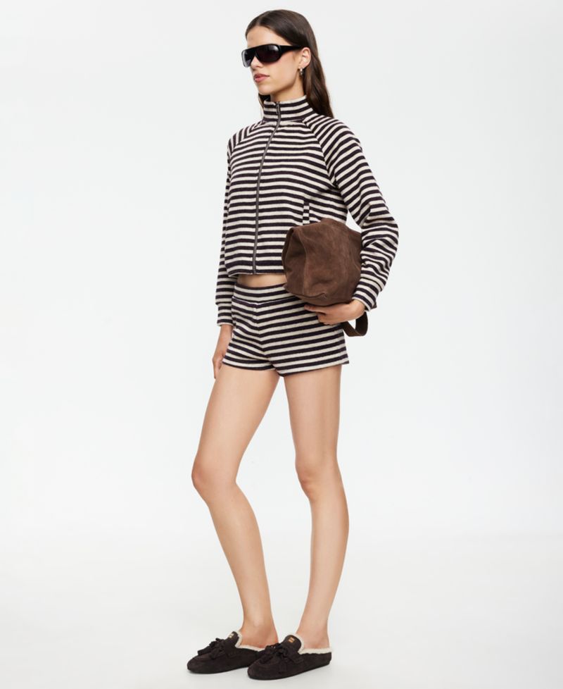 Women's Striped Funnel Neck Jacket