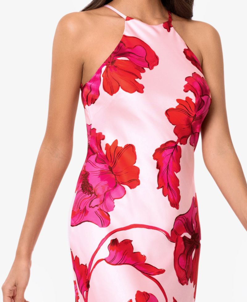 Women's Sleeveless Halter Neck Printed Long Dress