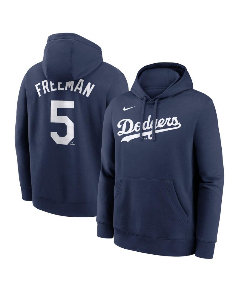 Men's Freddie Freeman Navy Los Angeles Dodgers Player Name & Number Club Pullover Hoodie