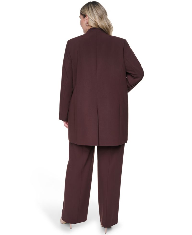 Plus Size Collarless Open-Front Rollback-Cuff Blazer