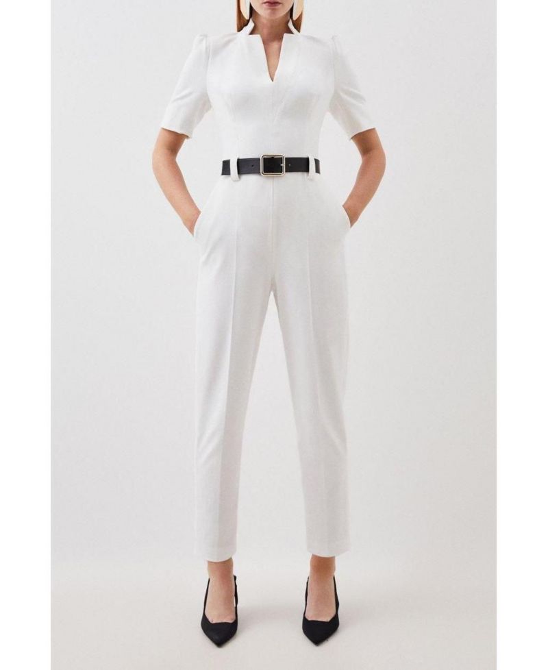 Women's Structured Crepe Forever Belted Jumpsuit
