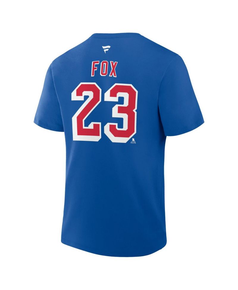 Men's Adam Fox Blue New York Rangers Authentic Stack Name & Number T-Shirt