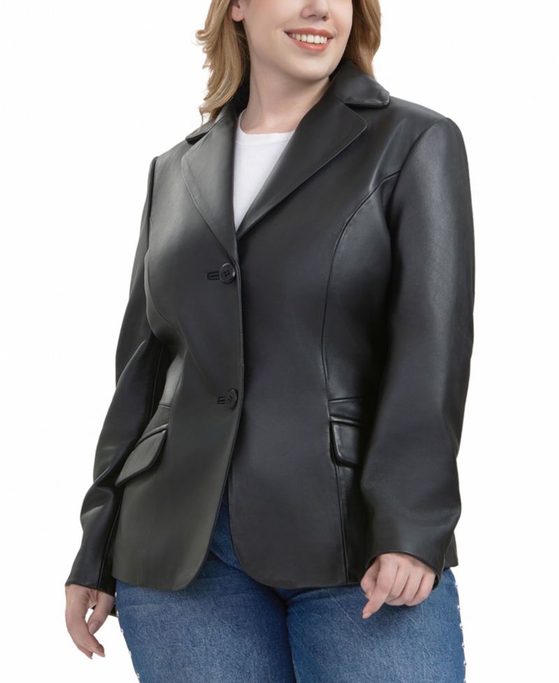 Plus Size Ruth Leather Blazer Jacket